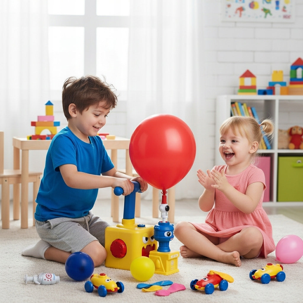 Skill Toy Balloon Launcher Kids Car Pump Set Manufacturer code Wyrzutnia balonowa zestaw XXL