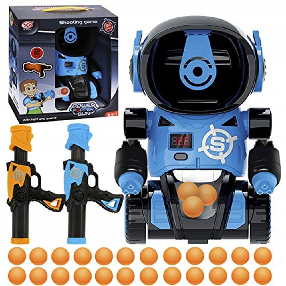 Skill game HUNGRY ROBOT Shooting Target + 2 GUNS and BALLS Brand Bajkowy Kuferek