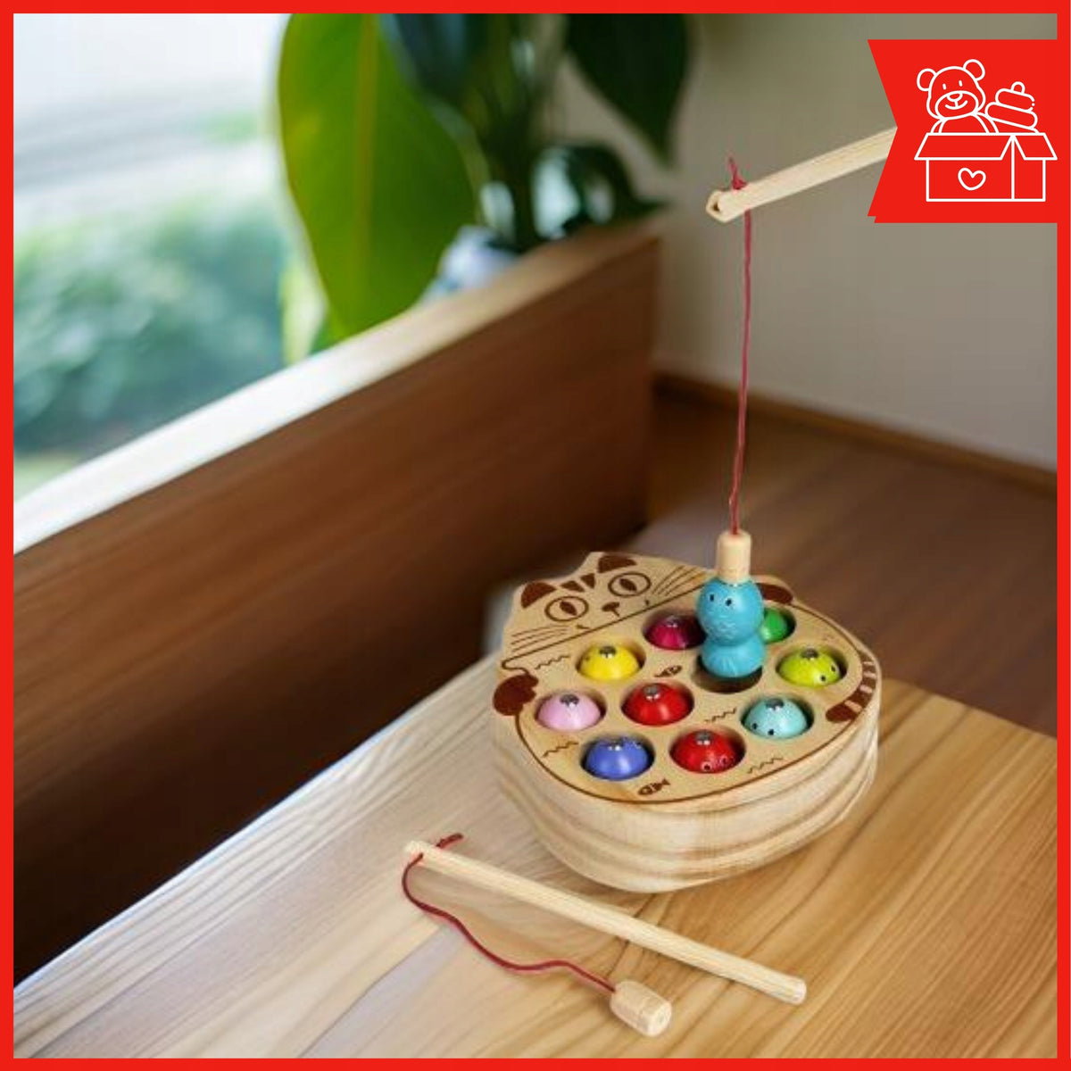 Skill game fishing for children WOODEN magnets two rods Brand NORIMPEX