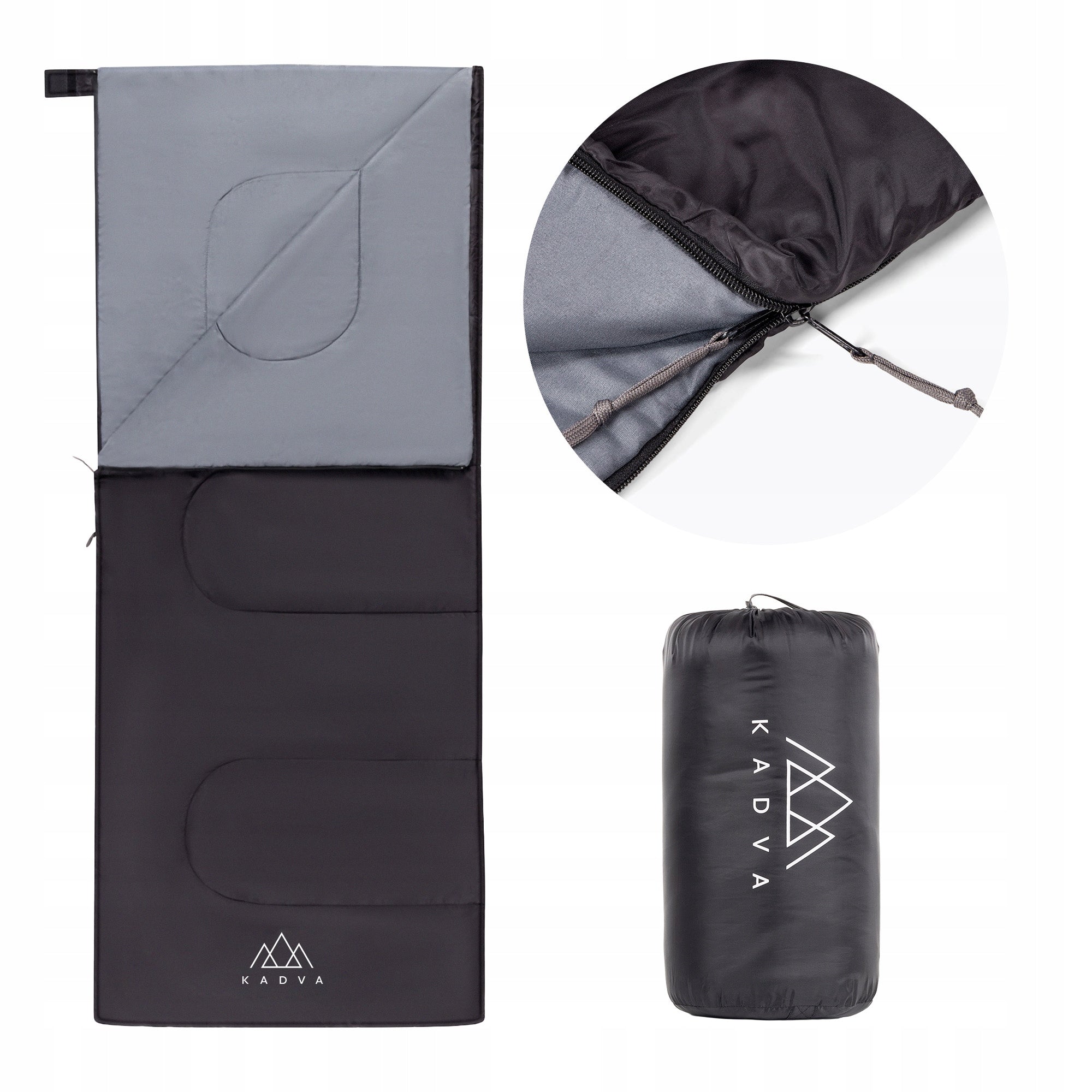 Sleeping bag KADVA Karvilo black Uni 180cm x 75cm THIN LIGHT HIKING