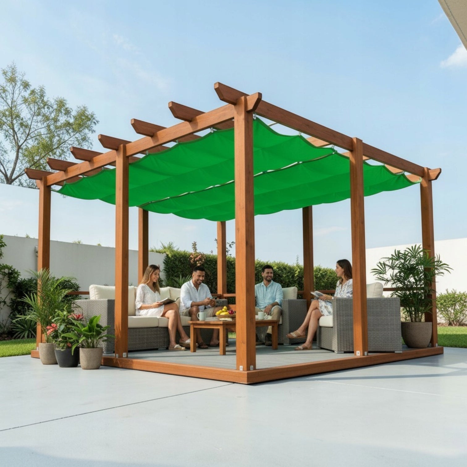 Sliding sail 3x3 system 3 links waterproof pergola terrace Length 300 cm