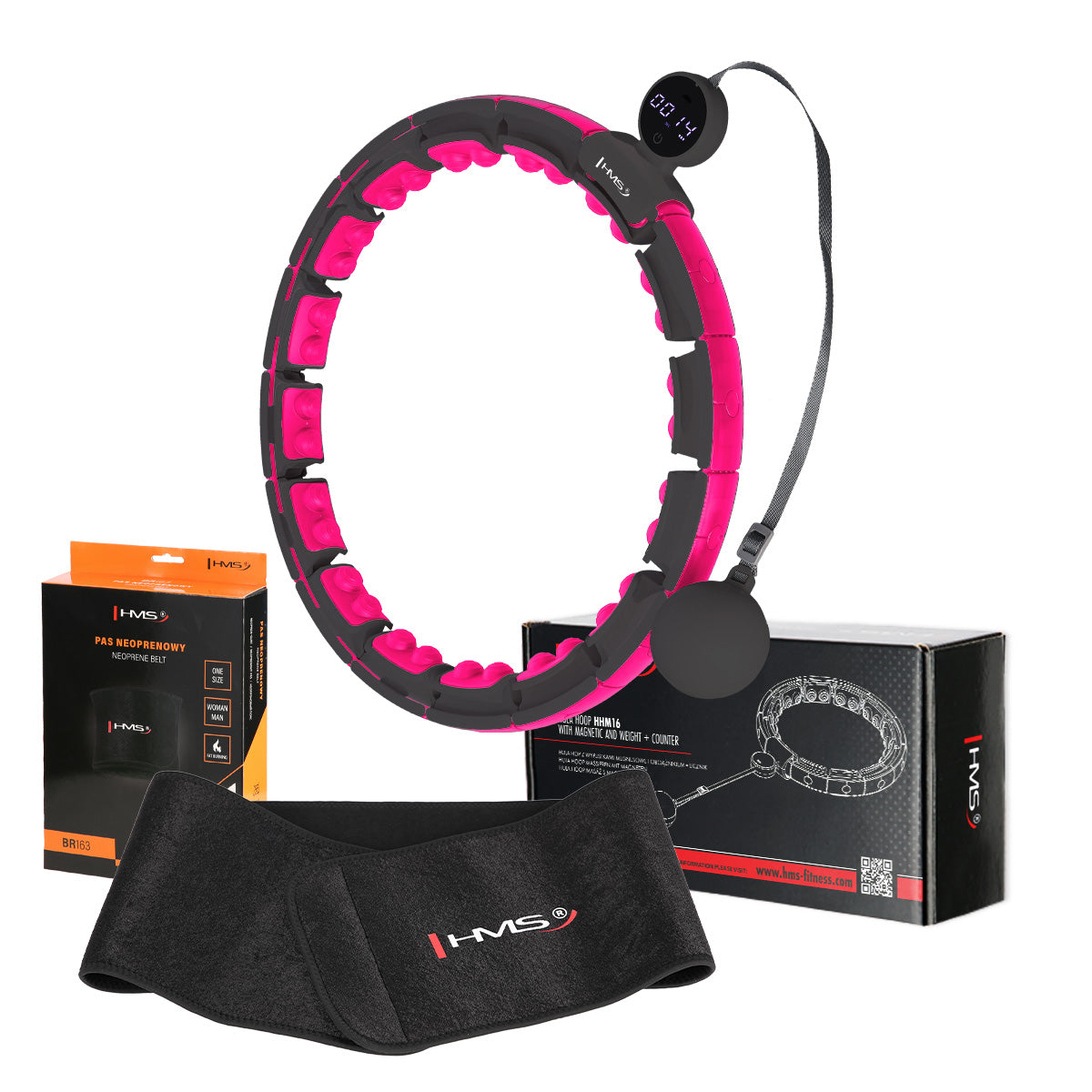 Slimming hula hoop with massager and load neoprene belt set HMS Packaging status original