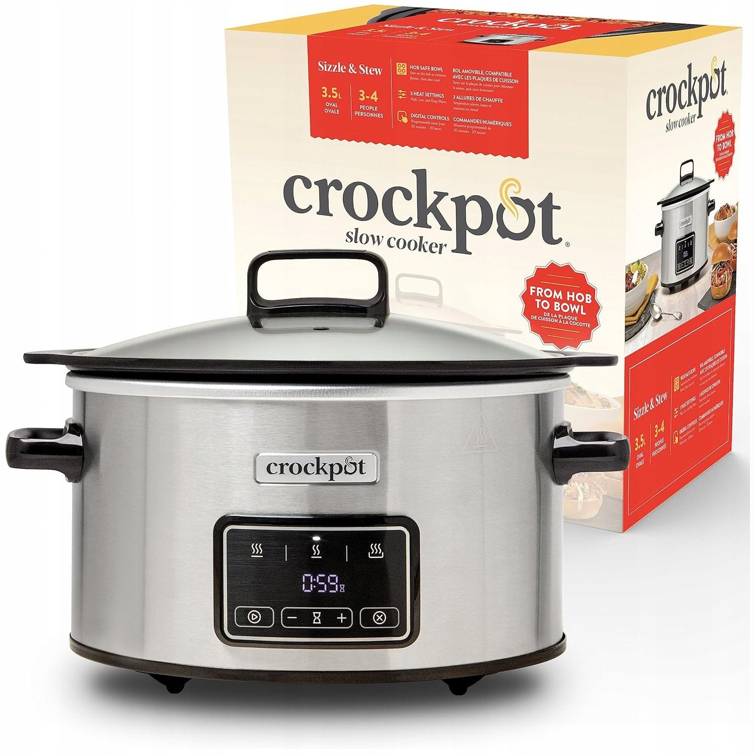 Slow Cooker CrockPot Digital Electric Pot 3,5l - induction bowl +RECIPES