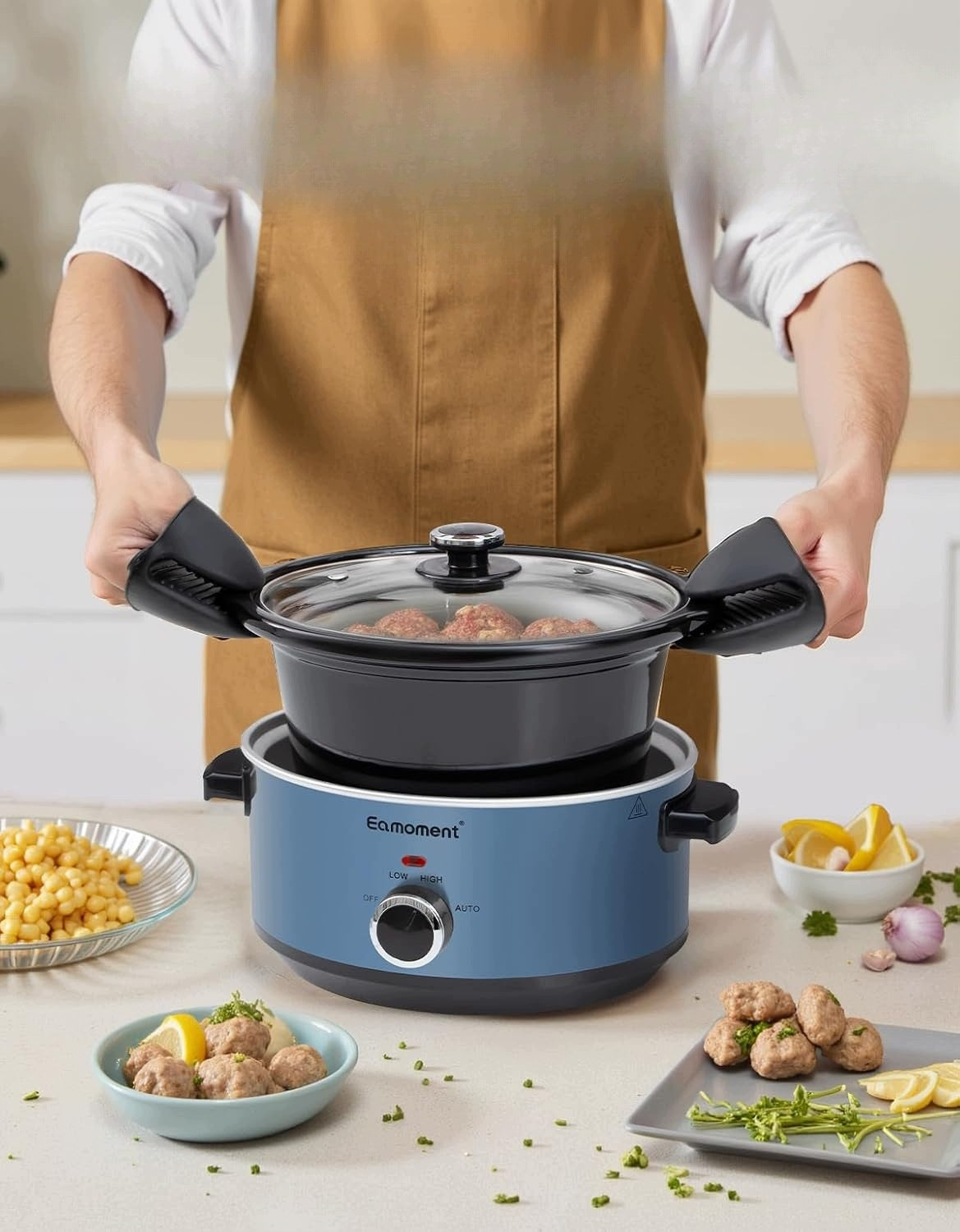 Slow Cooker Emony Blue 3,5L Stainless Steel Ceramic Pot Brand no brand