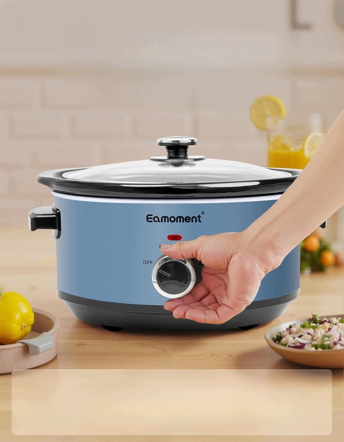 Slow Cooker Emony Blue 3,5L Stainless Steel Ceramic Pot Packaging status original