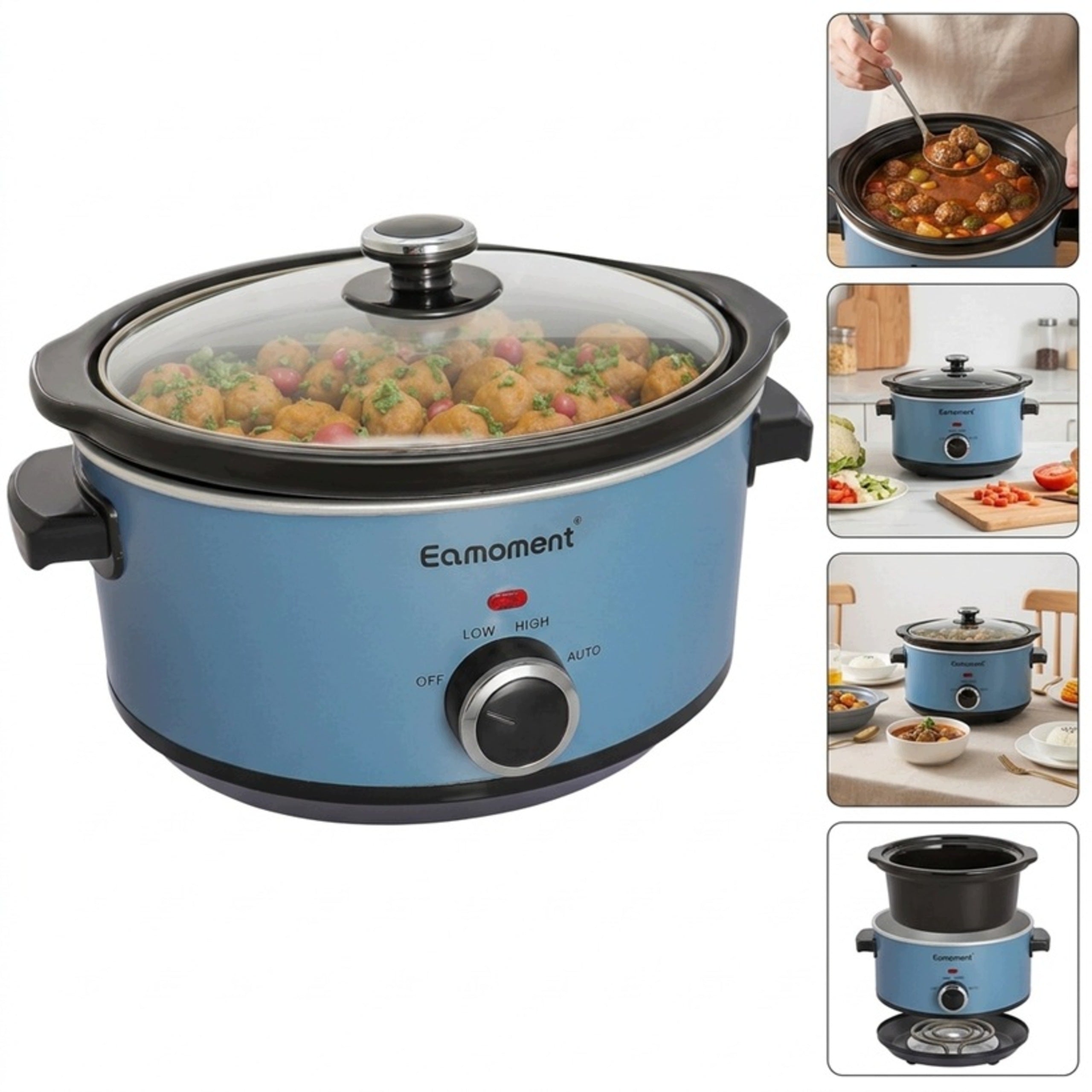 Slow Cooker Emony Blue 3,5L Stainless Steel Ceramic Pot