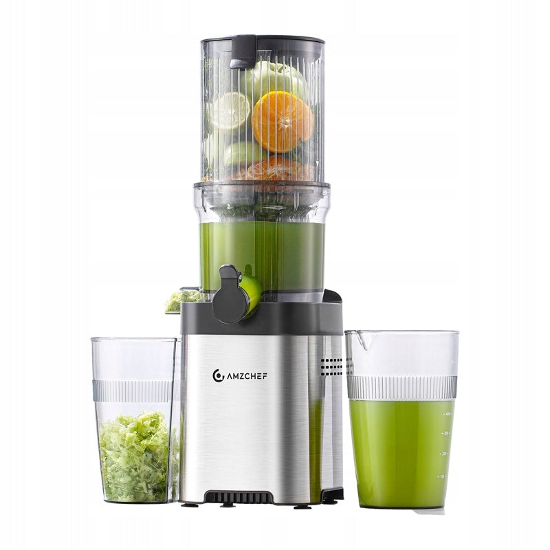 Slow Juicer Amzchef 3in1 For Juices Silver Auto Feeding Quiet