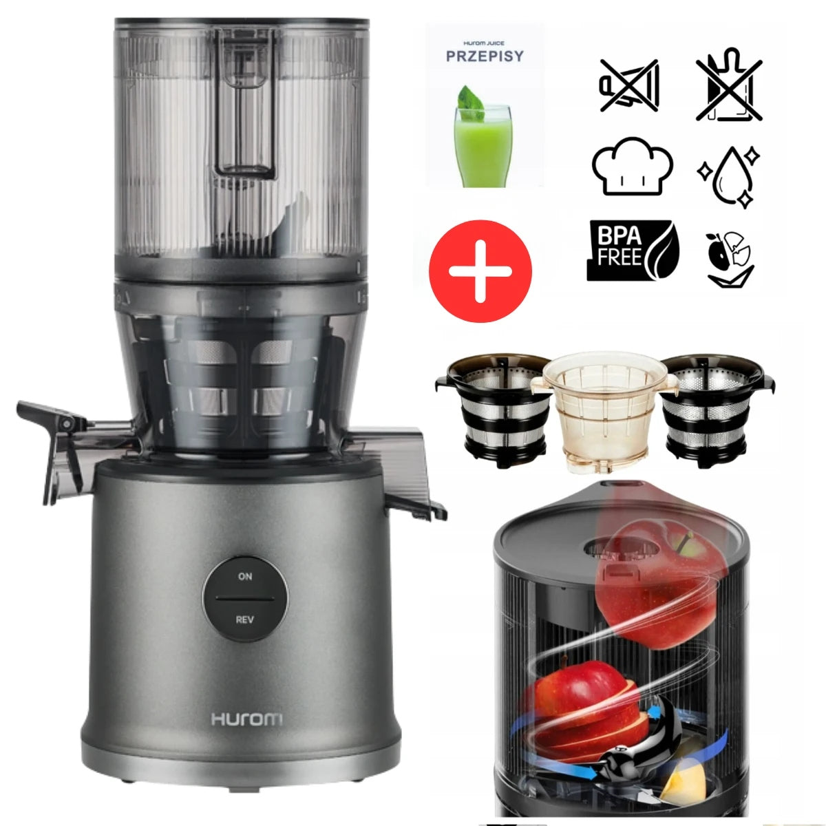 Slow Juicer for Fruit and Vegetable Juices Hurom H80 ST Graphite