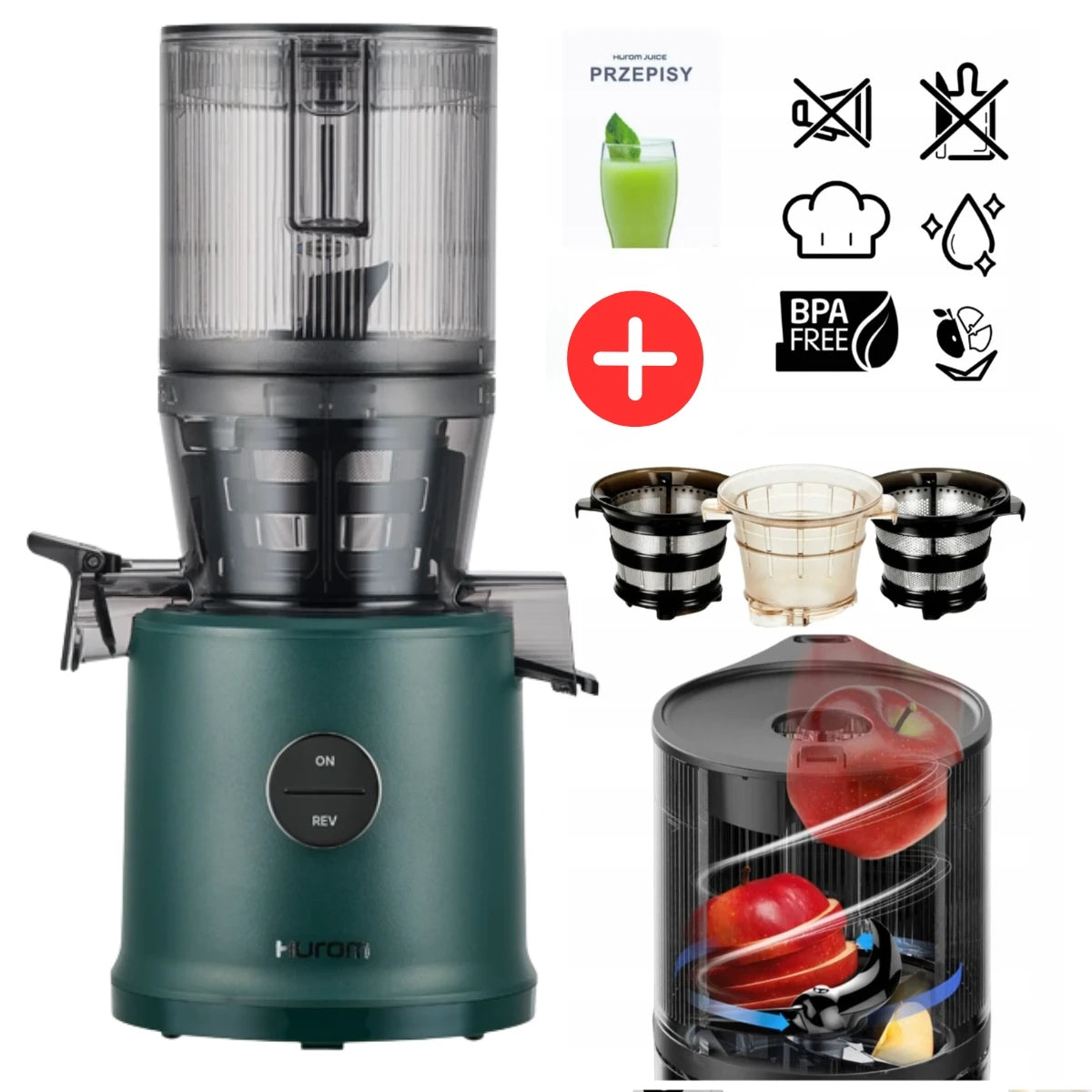 Slow Juicer for Fruit and Vegetable Juices Hurom H80 ST Green