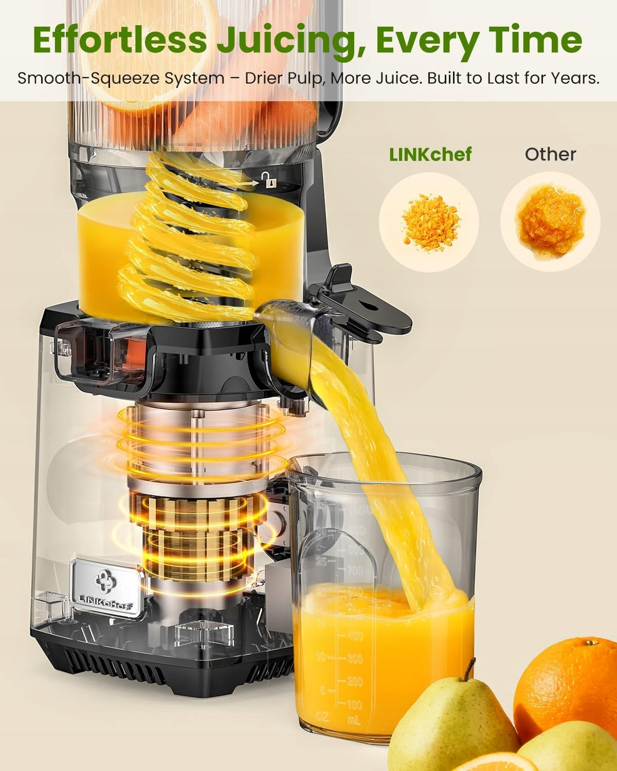 Slow Speed Juicer Machine 250W Cold Press Handsfree Juice Extractor Packaging status original