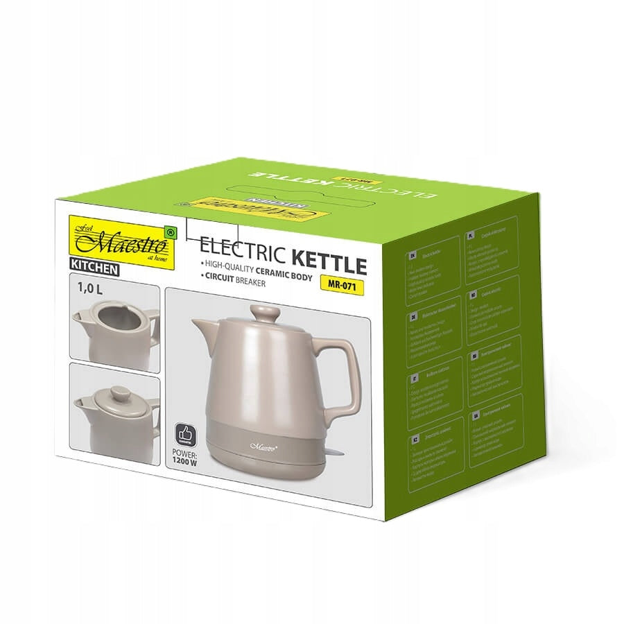 Small Ceramic Electric Kettle 1,0l 1200W | Maestro MR-071-BEIGE-NEW Manufacturer code MR-071-BEIGE