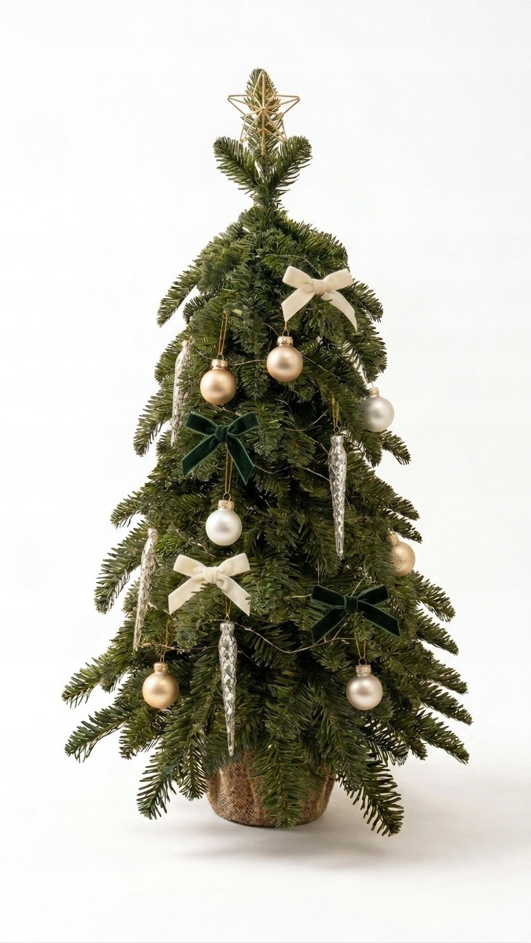 Small Christmas Tree Artificial Fir MINI Olive 55cm 100% PE + Stand and Decorative Jute Packaging status original