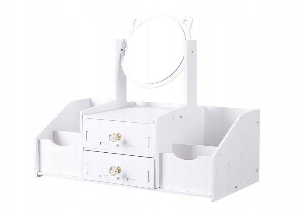 Small Dressing Table Children's Mirror With Ears Drawer Wooden White Brand LEAN Toys