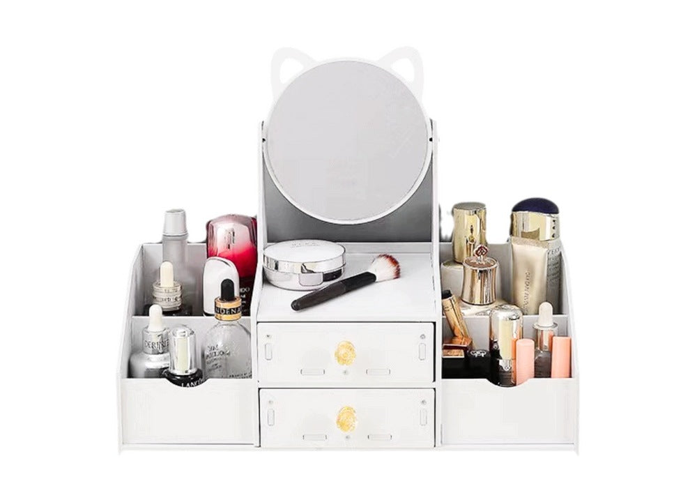 Small Dressing Table Children's Mirror With Ears Drawer Wooden White Kid's age 3+ years