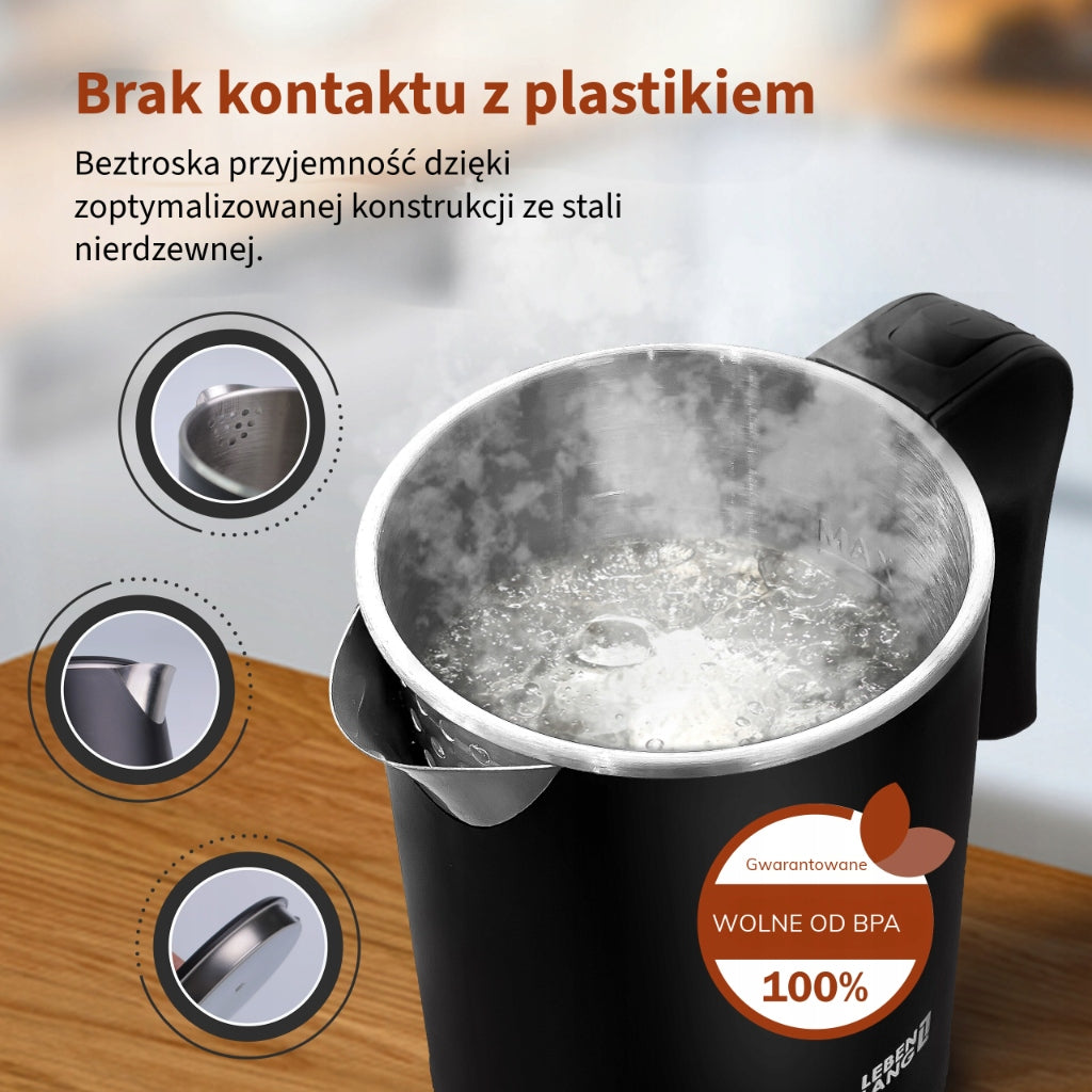 Small Electric Hiking Kettle 0,5L LEBENLANG Stainless Steel 600W Manufacturer code LBL2319-Czajnik elektryczny
