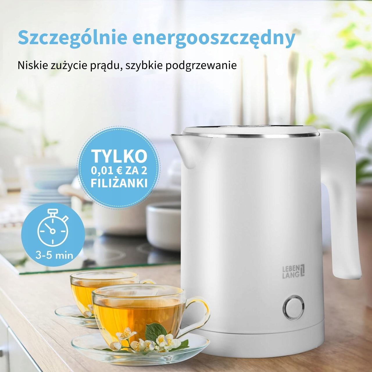 Small Electric Hiking Kettle 0,5L LEBENLANG Stainless Steel 600W Manufacturer code LBL2319W-Czajnik elektryczny