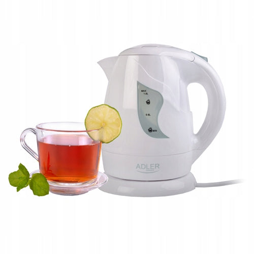Small Electric Kettle 1L White 850W Powerful Automatic Shutdown Brand ADLER