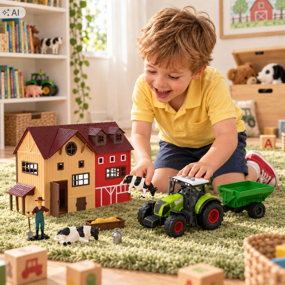 Small Farm Tractor animals accessories Large Barn for children 3 4 5 6 + Packaging status original