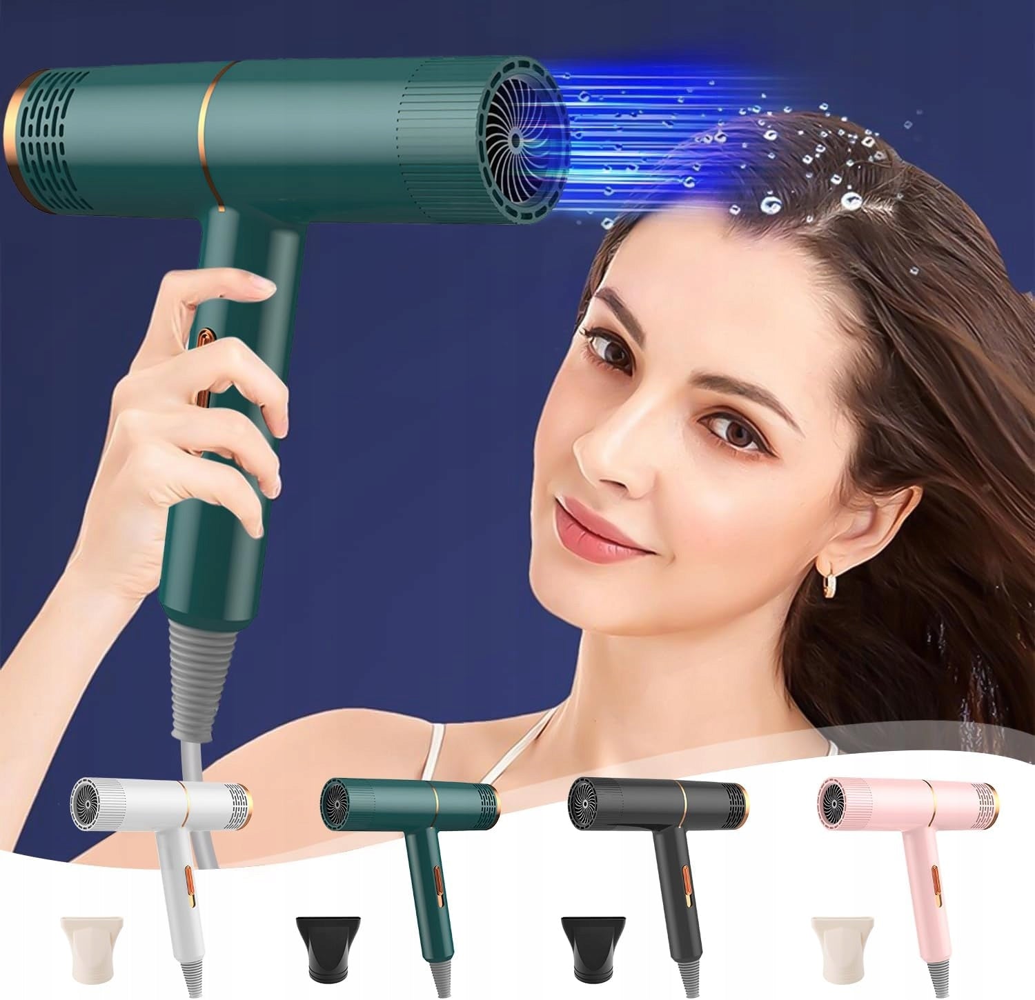 Small Hair Dryer with Ionization 800W with Diffuser Ionization (GREEN) Brand Anytech