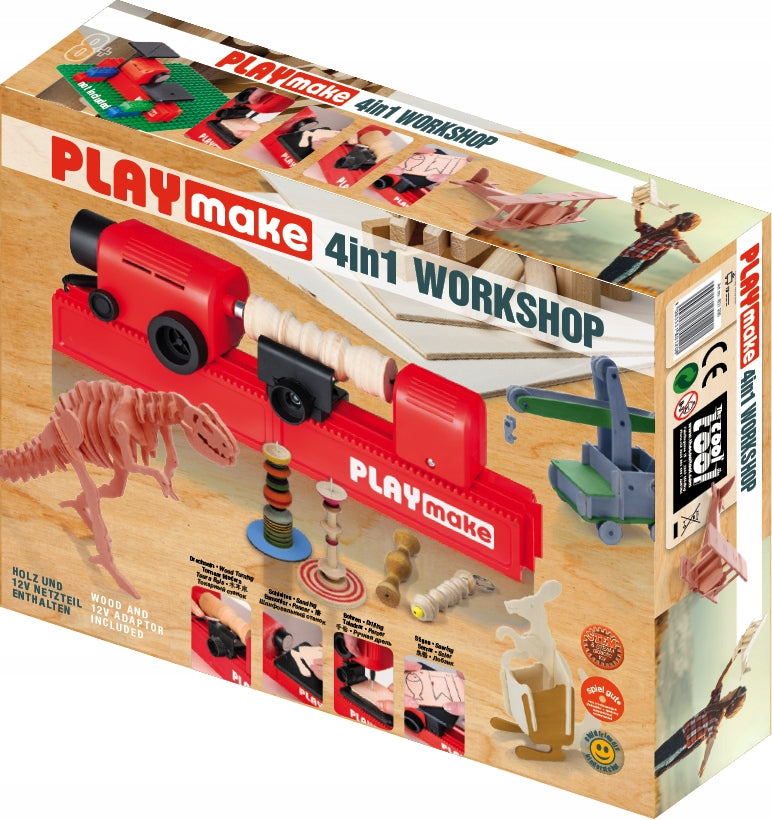 Small Solarz PLAYMAKE 4in1 Lathe Drill Jigsaw for Preschooler