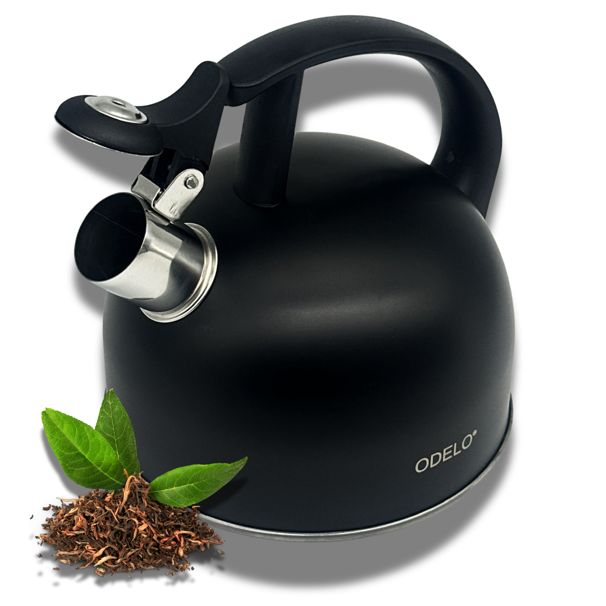 Small Tourist Kettle Steel GAS 1,5L BLACK MAT with WHISTLE Travel