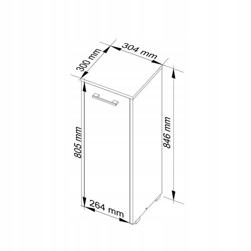 Small bathroom cabinet, white, 2 shelves, 30 cm, matte Packaging status original