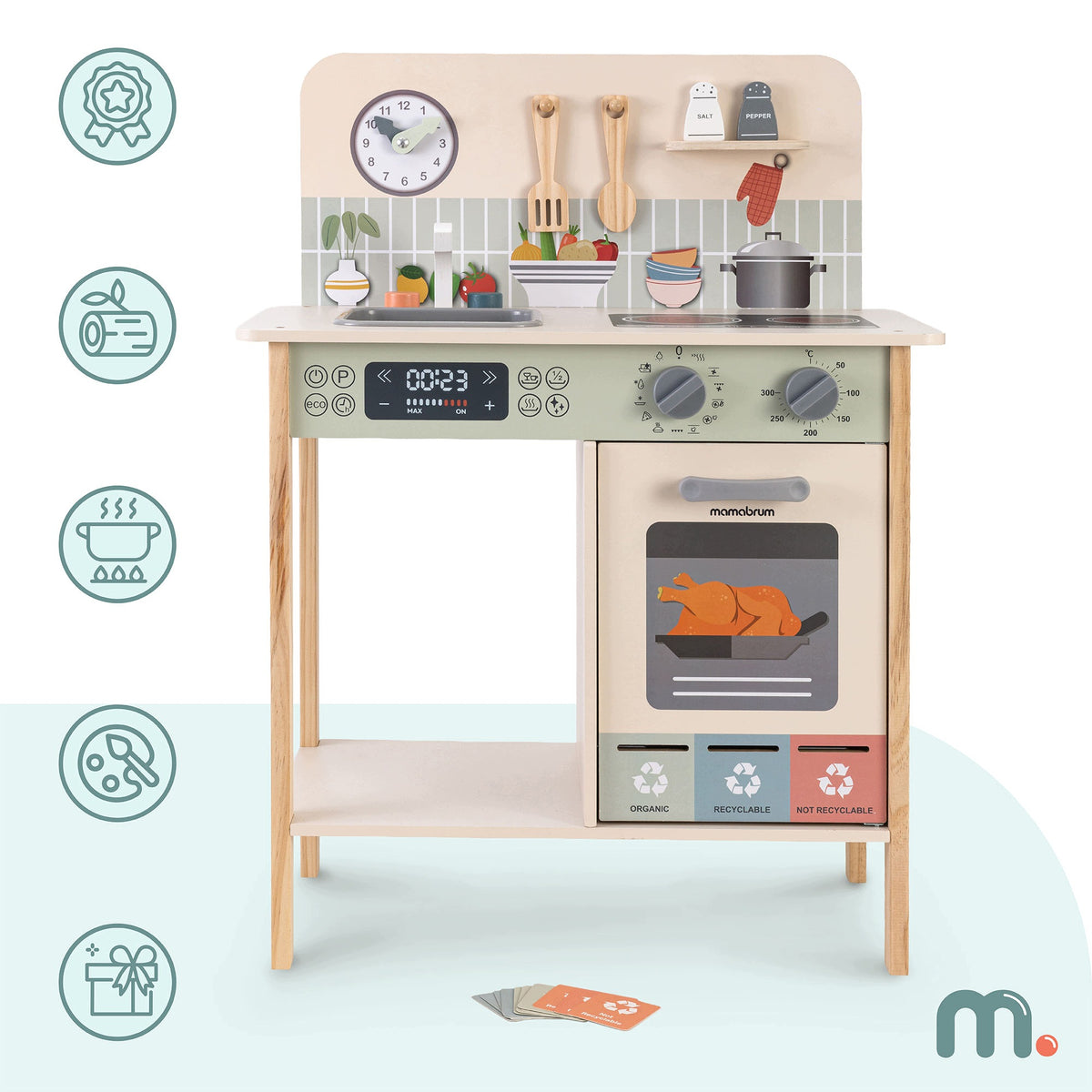 Small kitchen for children Mamabrum wooden oven waste segregation Packaging status original
