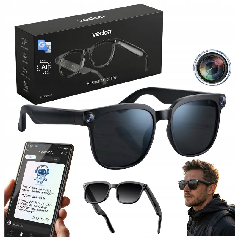Smart AI Glasses with Camera Assistant Microphone Live Translation