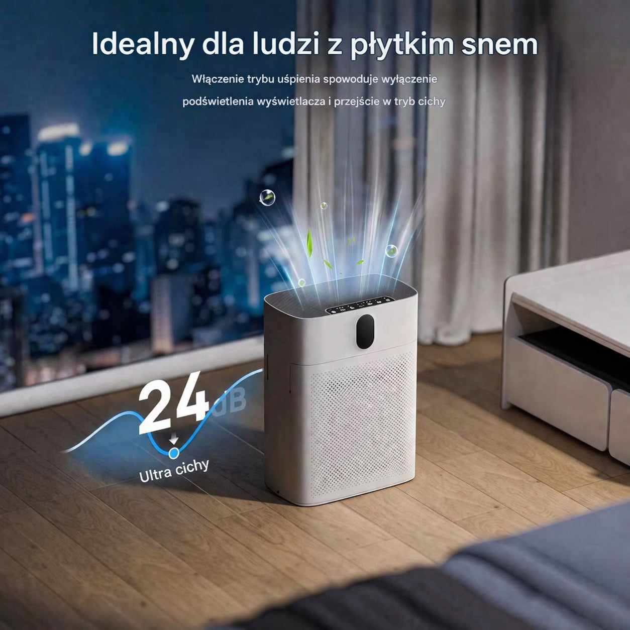 Smart Air Purifier TWO FILTERS WiFi HEPA Sensor Silent Alexa Power 48 W