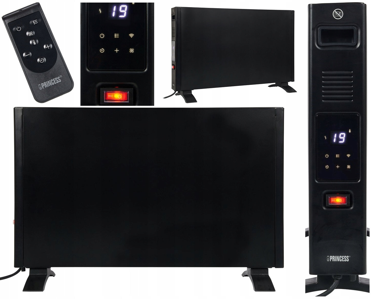 Smart BLACK LED Panel Heater 2000W REMOTE Control or WiFi THERMOSTAT h