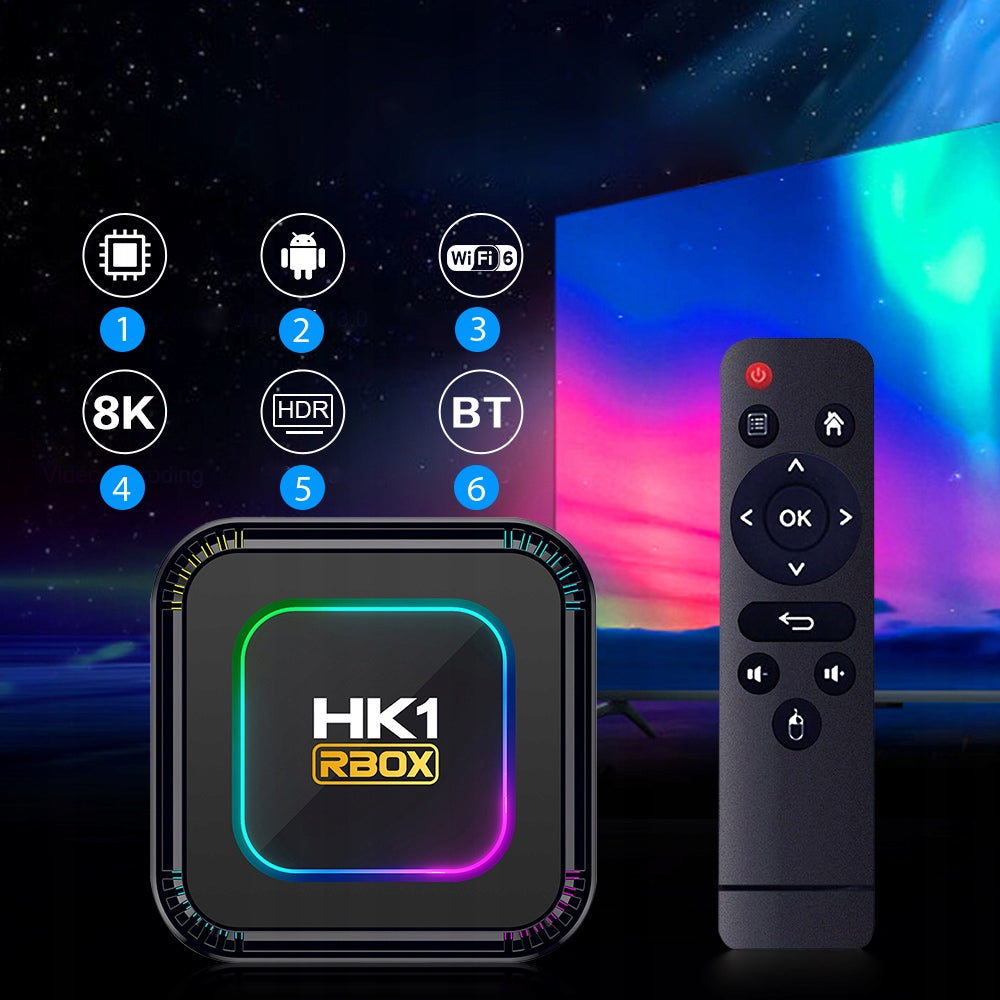 Smart Box TV 8K 4K Android 13 WIFI 6 Bluetooth A Model RBOX HK1