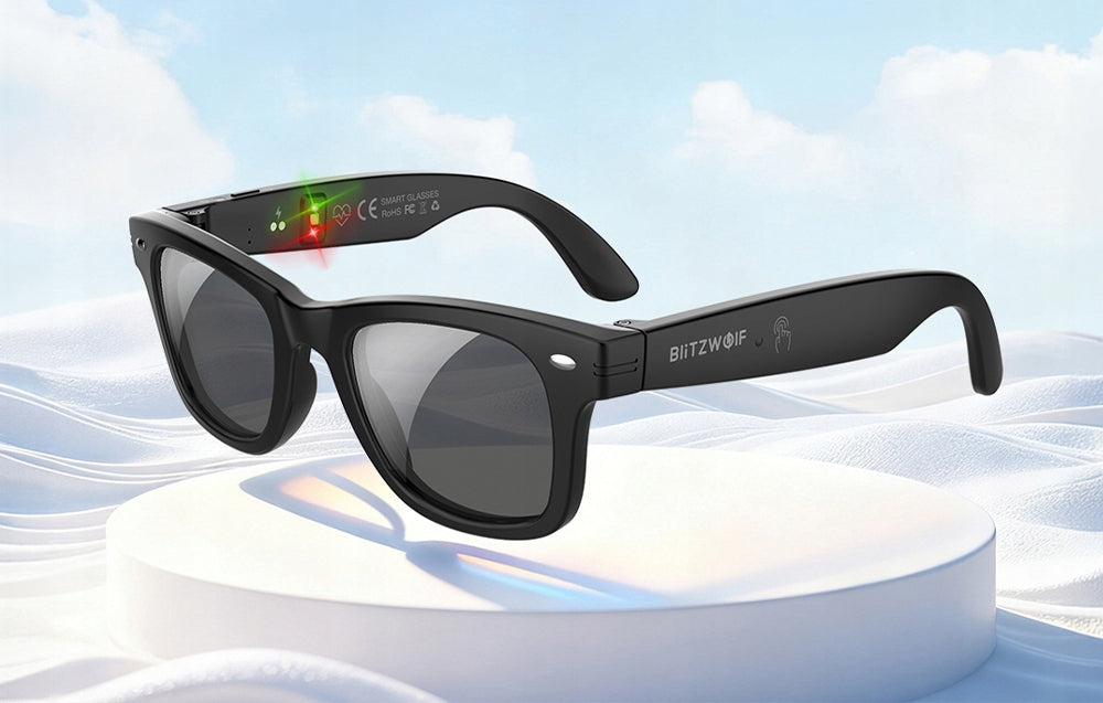 Smart Glasses AI BlitzWolf Photochromic Bluetooth UV Translation Packaging status original