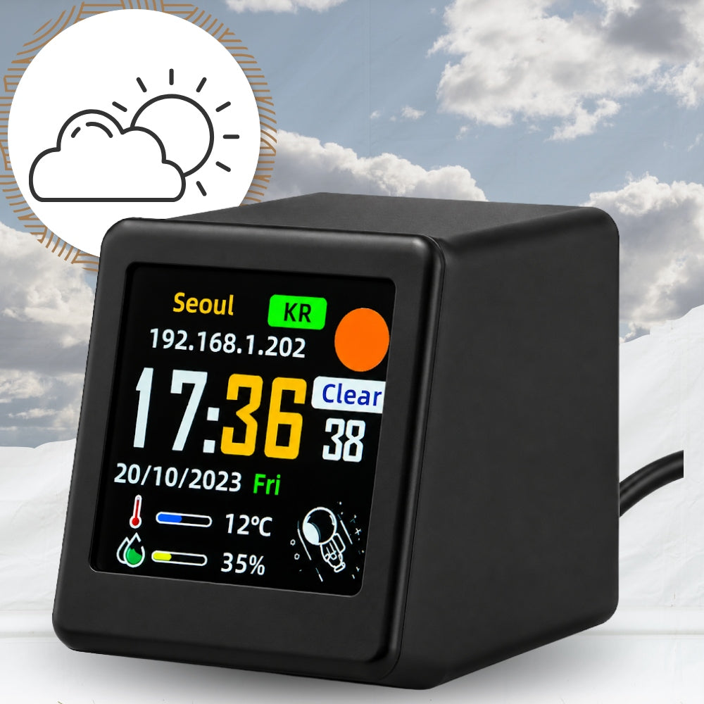 Smart Weather Station WiFi Mini Color IPS Display Clock Packaging status original