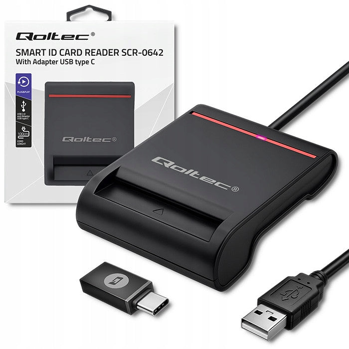 Smart chip card reader Qoltec ID SCR-0642 USB 2.0 USB type C
