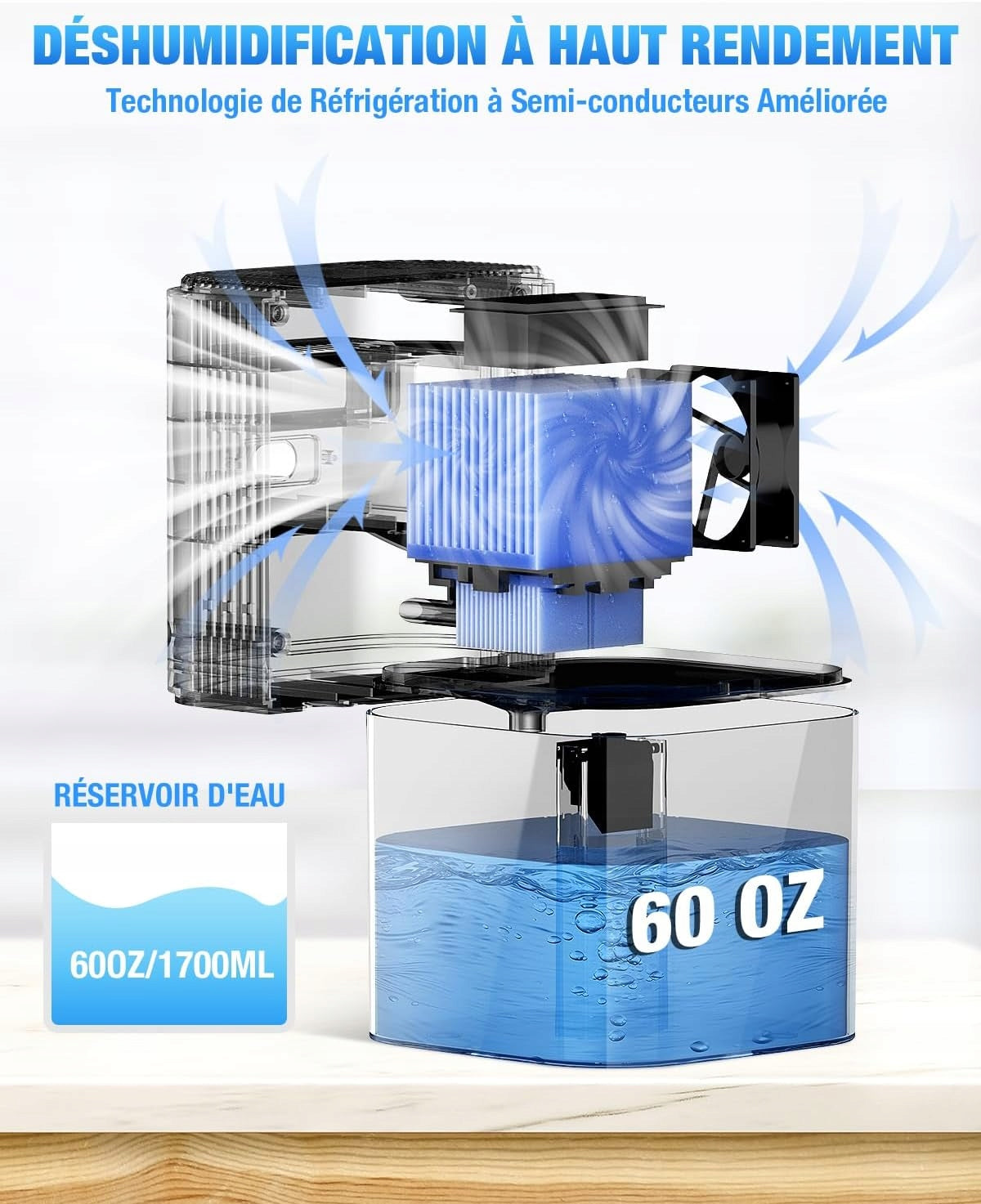 Smart dehumidifier 1,7 l Bathroom Cellar Dehumidifier renovation Medical device no