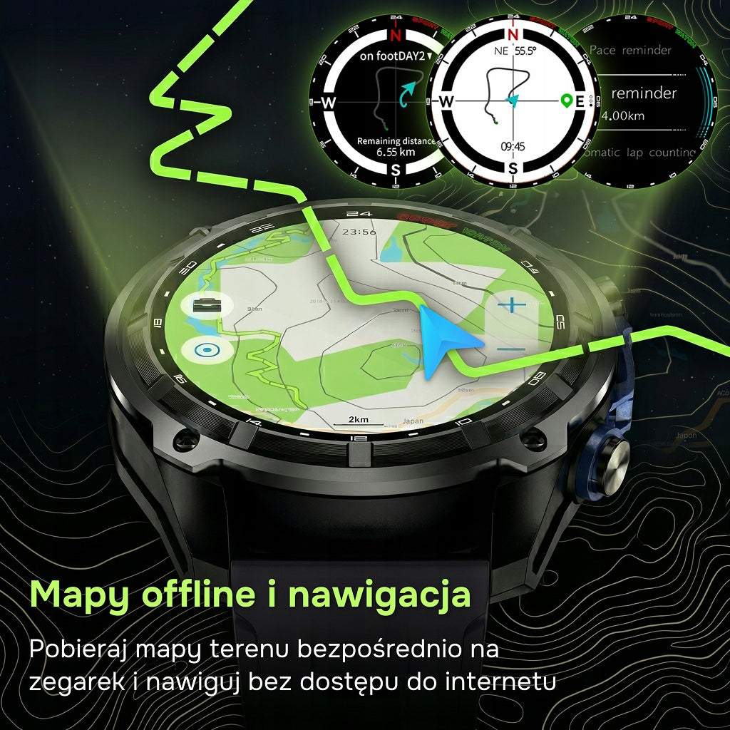 Smartwatch MEN'S GPS WATCH BLACK OUTDOOR AMOLED GPS FLASHLIGHT 4GB 860mAh Manufacturer code MOXEN-T6PRO-BLACK