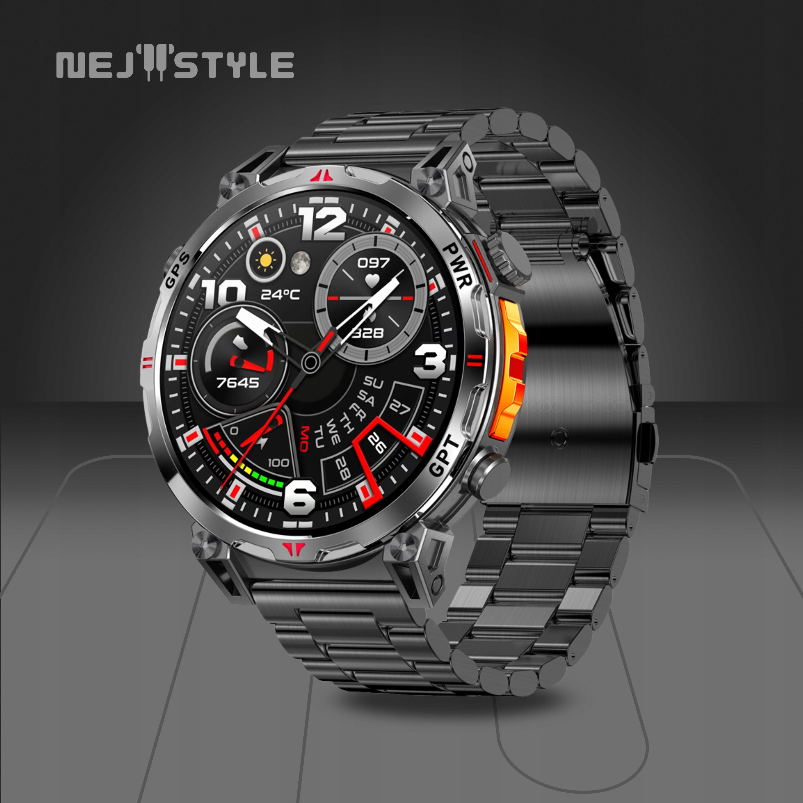 Smartwatch Men's GPS Watch WATERPROOF 3ATM AMOLED Talk 650mAh Menu PL Manufacturer code NS-GPS-AMOLED-650-3ATM