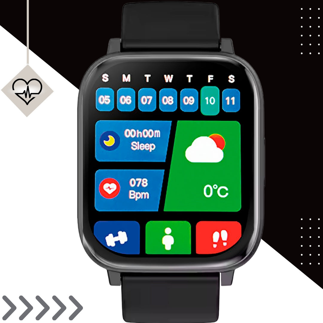 Smartwatch with Heart Rate Monitor and Pressure - Conversations, Sport, Sleep, Menu PL Color black