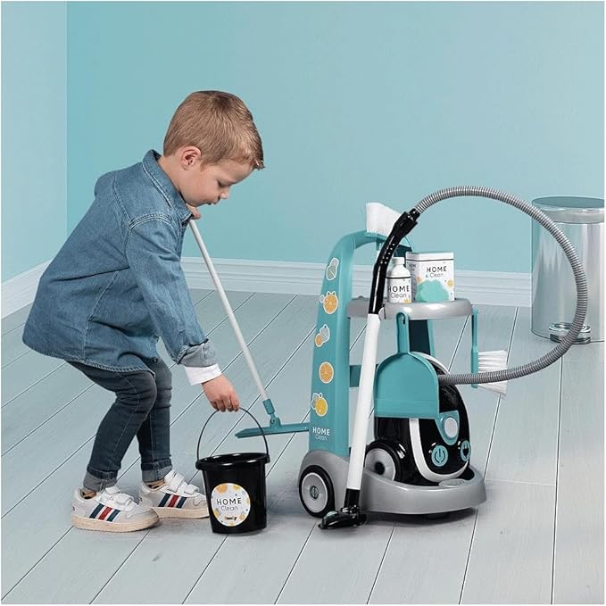 Smoby, Cleaning trolley with vacuum cleaner with sound, mop Packaging status original