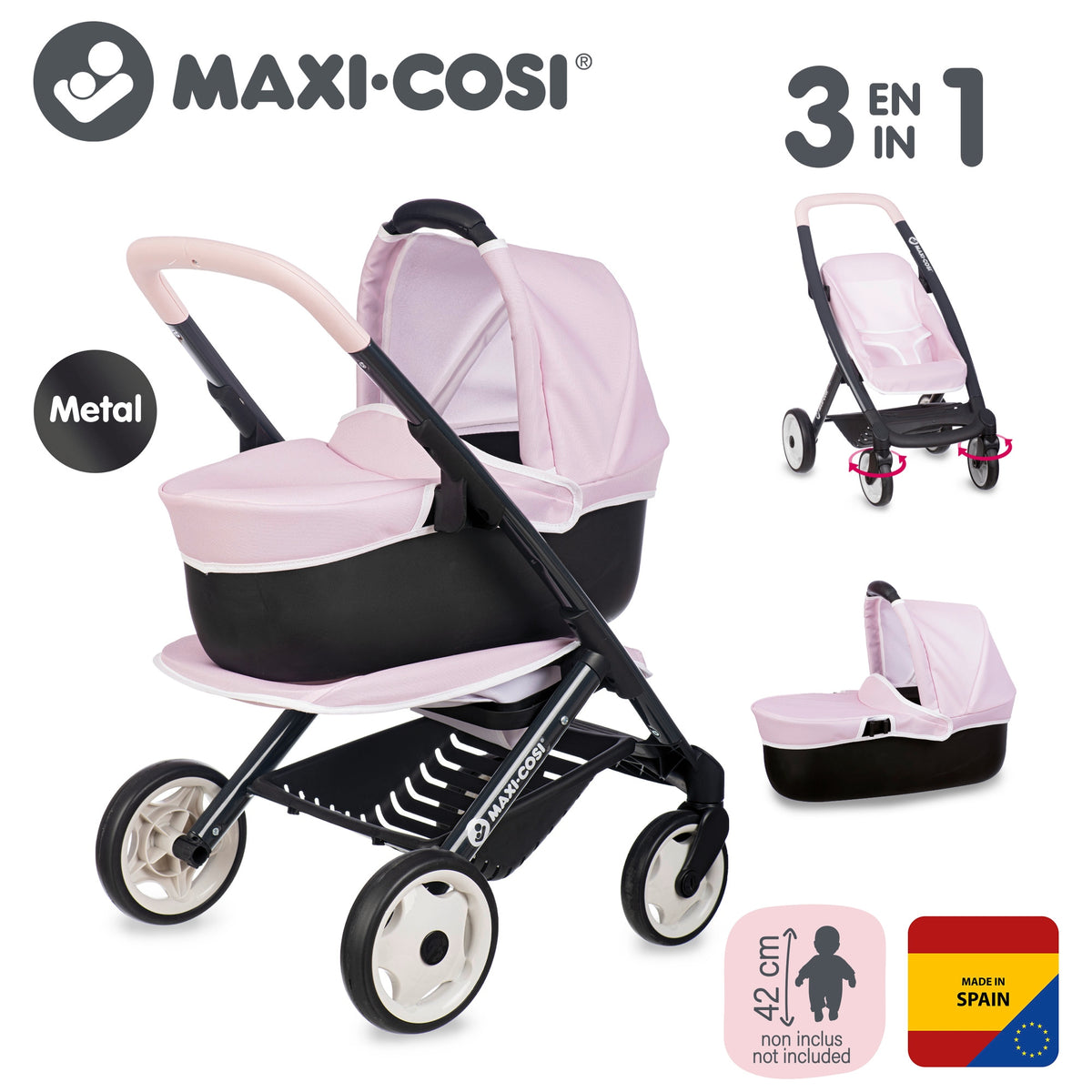 Smoby MC&Q Doll Stroller 3in1 pink Manufacturer code SM 253121
