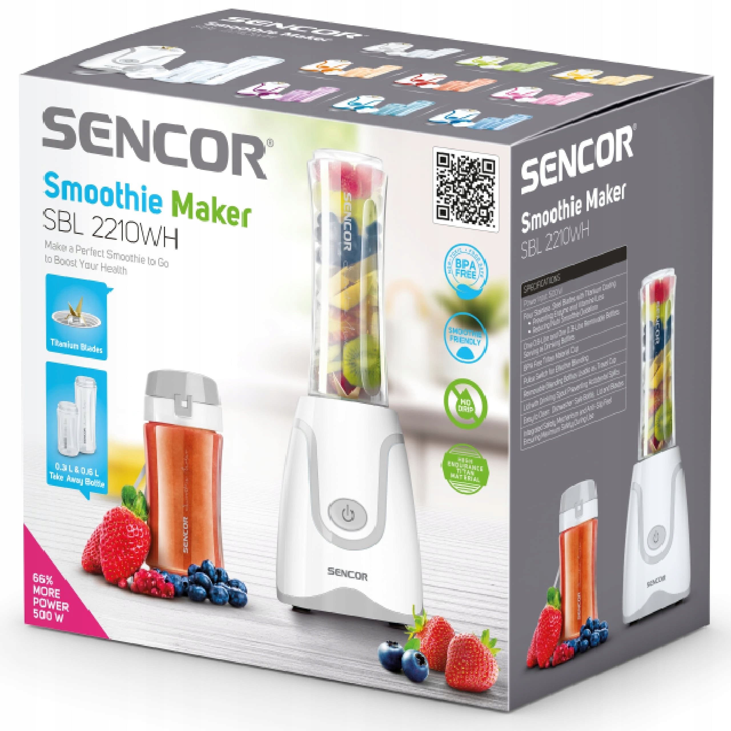 Smoothie cocktail blender 500W 2 bottles Sencor SBL 2210WH Manufacturer code SBL 2210WH