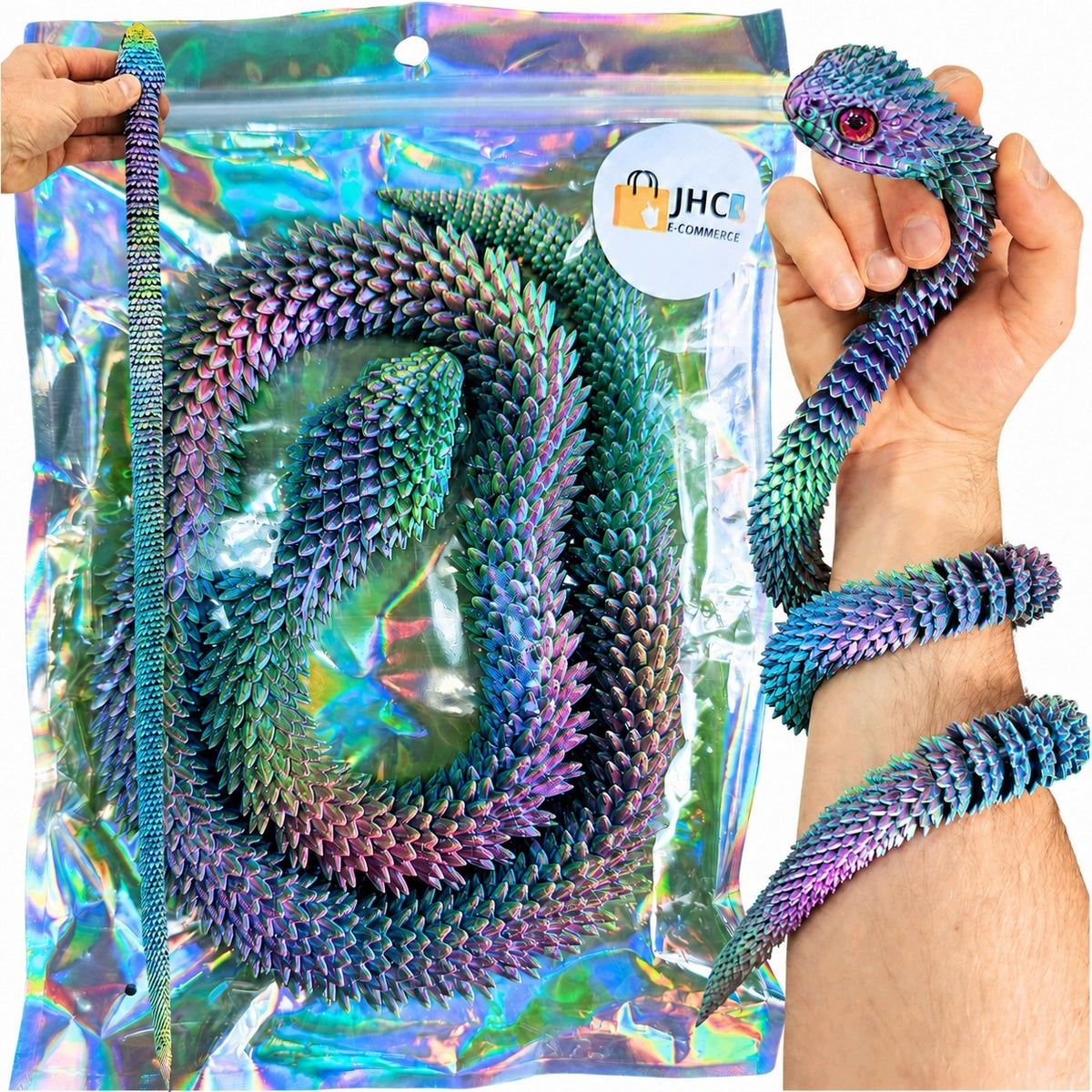 Snake dragon 80 CM ! 3D Printing Articulated Figurine movable from printer RAINBOW