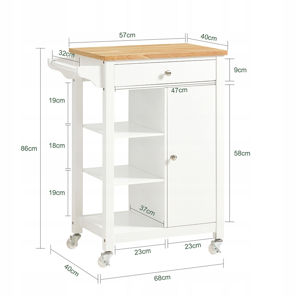 SoBuy Cabinet Kitchen Trolley Chest of Drawers Table Bookcase on Wheels with Shelves FKW46-WN Furniture depth 40 cm