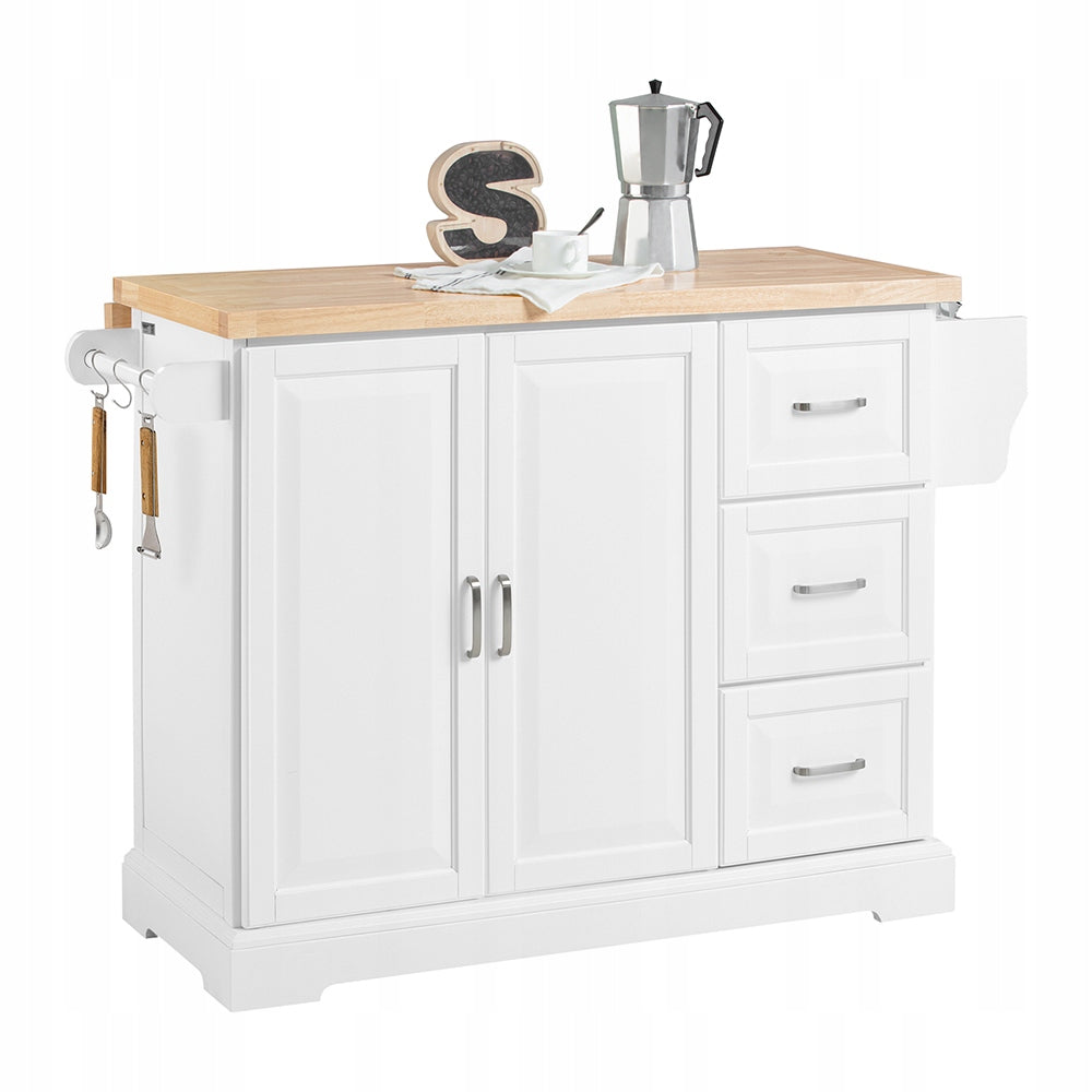 SoBuy Kitchen island on wheels bar table cabinet with shelves FKW41-III-WN