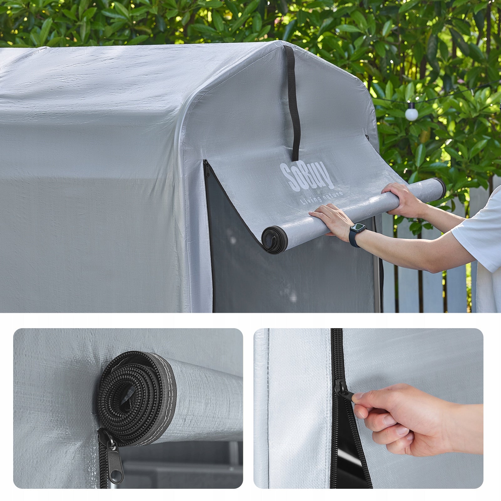Sobuy UV Garden Tent Waterproof for 1 to 2 Bikes Storage Stable KLS11-K Color gray