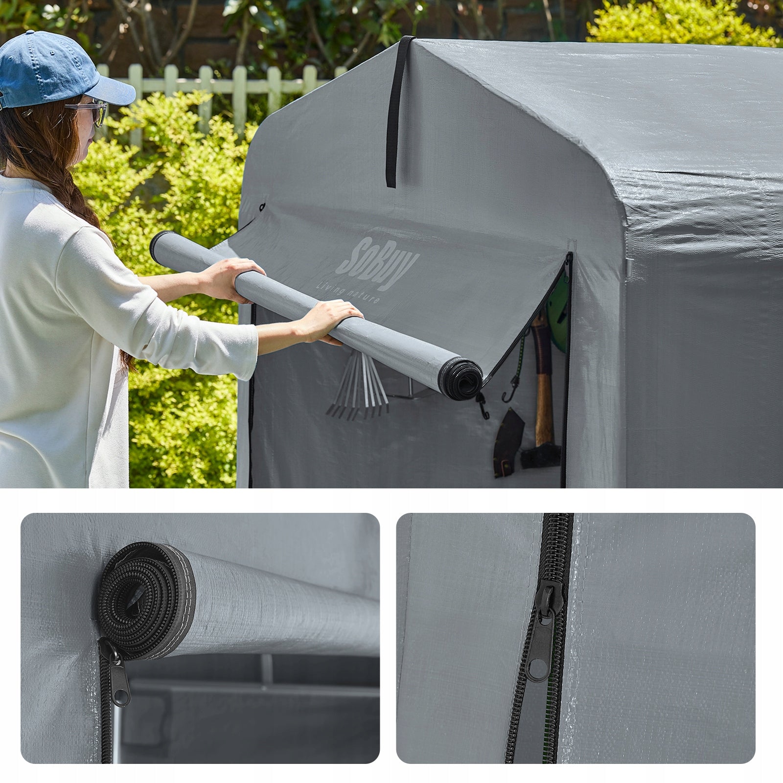 Sobuy UV Garden Tent Waterproof for 2 to 3 Bikes Storage KLS11-L-DG Type tent