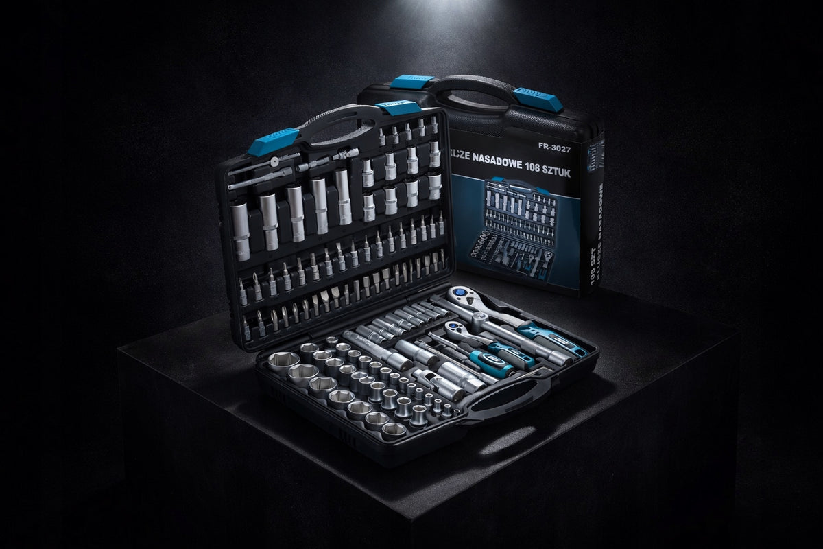 Socket wrench set 108el CRV 1/2 1/4 ratchets whipped suitcase Brand Farys