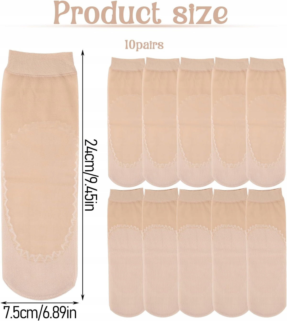 Socks 10 Pairs Transparent Nylon Short Feet Women Smooth Brand no brand