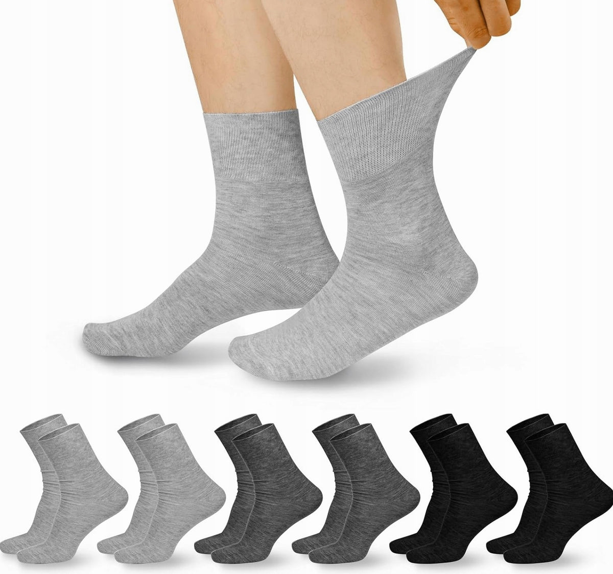 Socks wide 6 pairs without compression cotton comfort