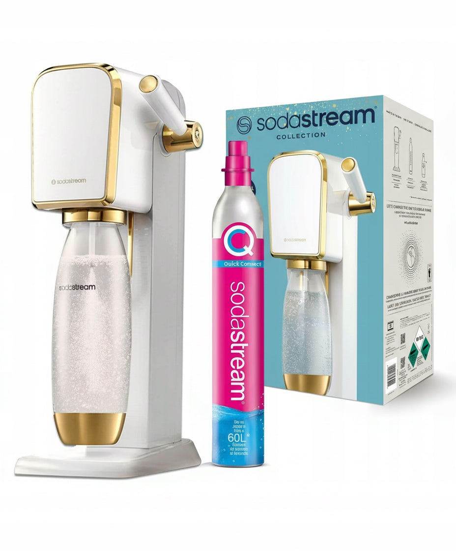 SodaStream Saturator Art Set + 1 L Bottle + White and Gold Cartridge